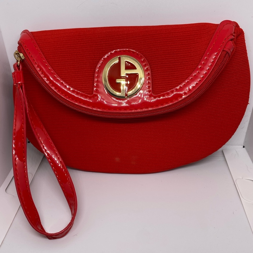 Giorgio Armani Red Crescent Clutch Wristlet - Picture 11 of 11
